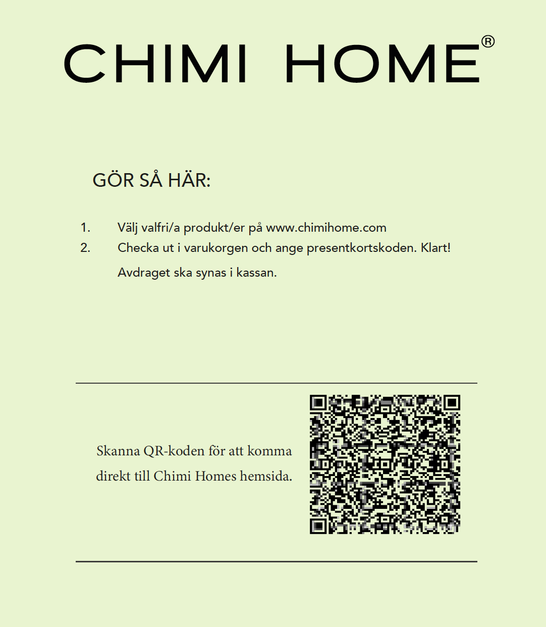 CHIMI HOME - PRESENTKORT